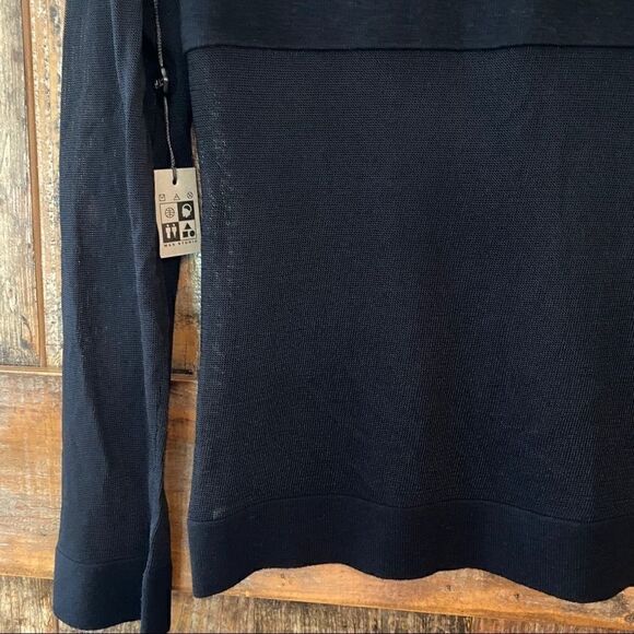 Max Studio Sz M NWT Black Sexy Silk Sheer Long Sleeves Elegant Date Night Top - Picture 7 of 8